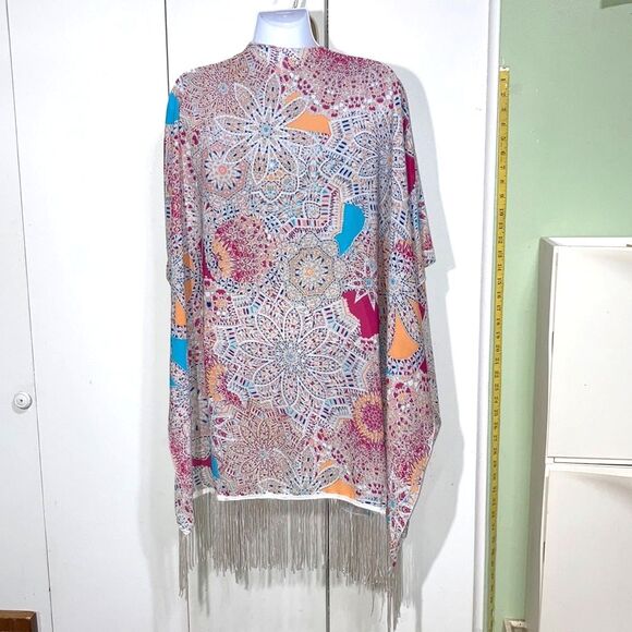 Anthropologie Casual Bohemian Print Fringed Swimsuit Cover One Size - Picture 4 of 11